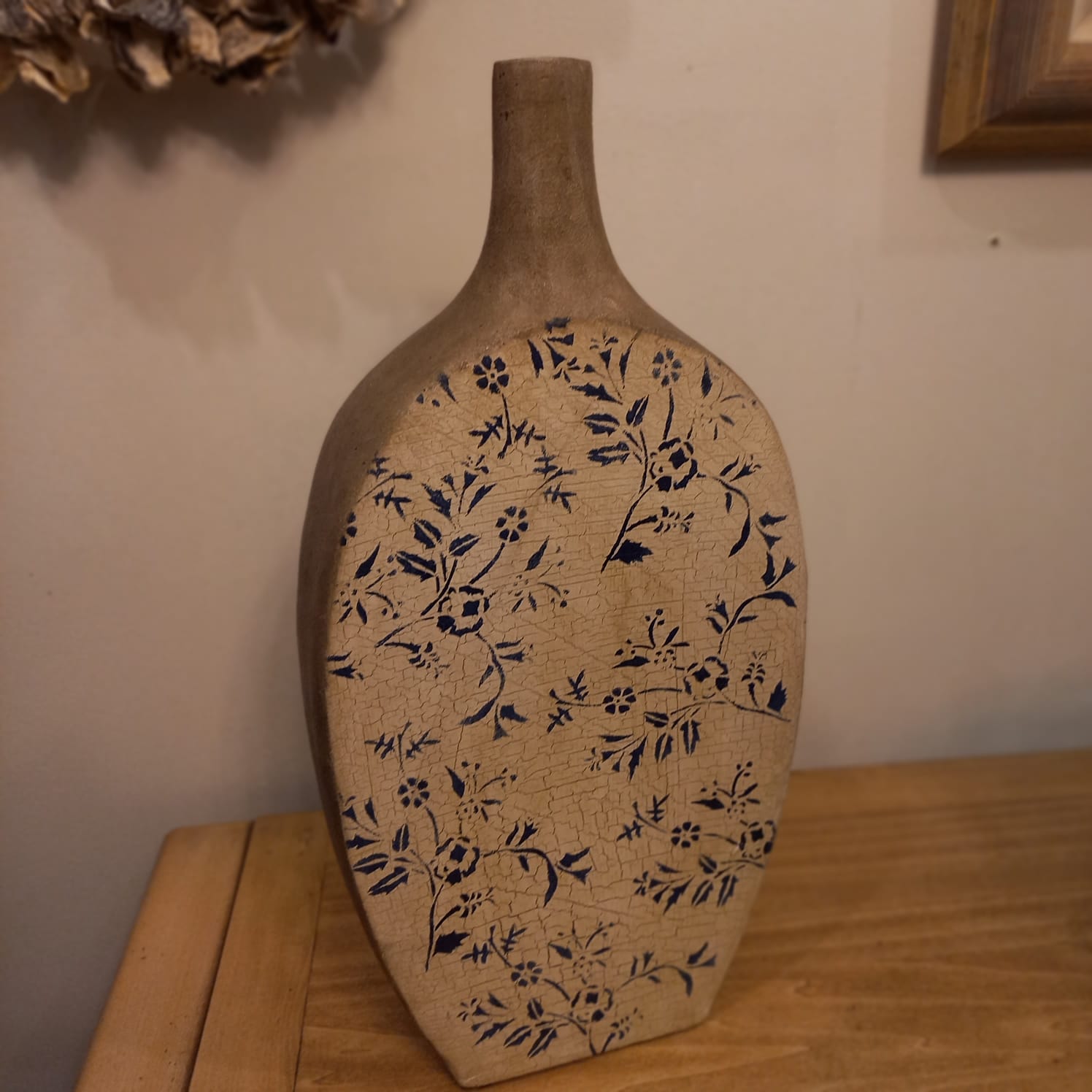 The main photo for Tall crazed floral dried flower vase